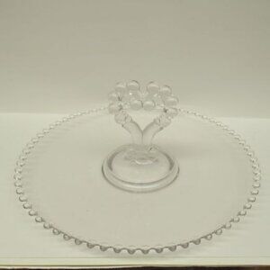Imperial Glass Crystal CANDLEWICK 12 In Heart Shaped Center Handled Cookie Plate